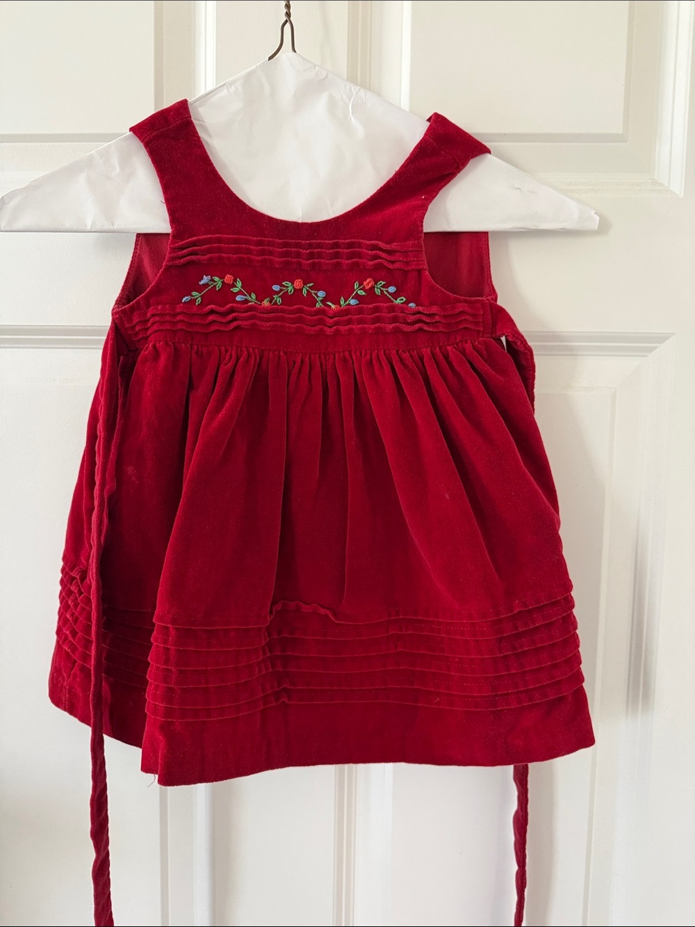 Red Velvet Embroidered Girls' Dress Top